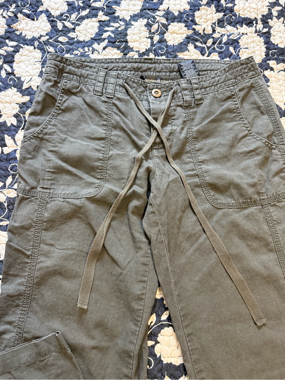 Norma Kamali Gray cotton/linen wide leg pants